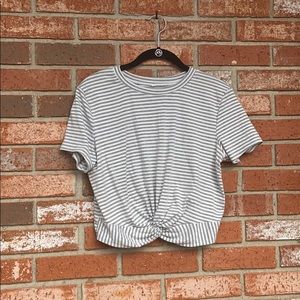 Grey & White Stripped Crop